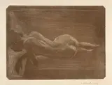 Edvard Munch, Liegender weiblicher Akt - Reclining Nude, 1896, Mezzotint on Arches laid paper with watermark