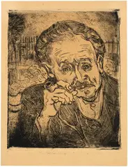 Vincent van Gogh, Portrait of Dr Gachet - L'homme à la pipe, 1890, Etching, print by Vincent van Gogh and Paul-Ferdinand Gachet
