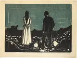 Edvard Munch, Zwei Menschen - Die Einsamen - Two Human Beings - The Lonely Ones, 1899, Colour woodcut, printed in black and grey-blue on thin Japan