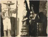 Pablo Picasso, Picador et personnages, 1960, Indian ink on firm, beige wove paper with watermark "Arches"