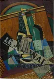Juan Gris, Le Journal - Journal et bouteille de vin, 1915, Oil on wood