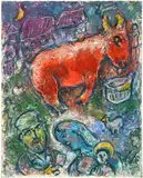 Marc Chagall, L’âne rouge à l’auge, 1981, Tempera and Indian ink, on Isorel