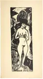 Akt mit schwarzem Hut by Ernst Ludwig Kirchner, 1912, Woodcut on firm Japan, sold Sep 2024