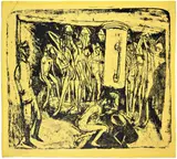 Ernst Ludwig Kirchner, Artilleristenbad (Badende Soldaten), 1915, Lithograph on yellow paper (stone E)
