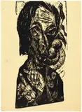 Kopf des Kranken (Selbstporträt als Kranker) by Ernst Ludwig Kirchner, 1917-1918, Woodcut on firm, cream wove paper, sold Sep 2024