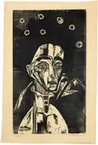 Frau in der Nacht by Ernst Ludwig Kirchner, 1919, Woodcut, print in black on brownish Japan laid paper, sold Sep 2024