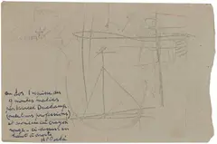Marcel Duchamp, Study for the Malic Moulds in Cemetery of Uniforms and Liveries, No. 2, 1913-1914, Pencil on soft grey wove paper, double-sided