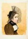 Albert Anker, Junge Frau in Berner Tracht "Vor 40 Jahren", Watercolour on firm watercolour paper