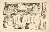 Max Beckmann, In der Trambahn, 1922, Drypoint with minimal reworking in pen and black ink on cream-coloured laid paper with watermark "ORIGINAL HAND LINEN P & H"