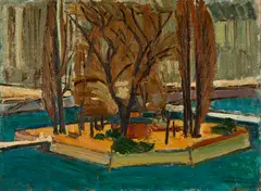 Hans Berger, L'île Rousseau (recto) - Obstgarten (verso), 1910, Oil on canvas