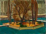 Hans Berger, L'île Rousseau (recto) - Obstgarten (verso), 1910, Oil on canvas