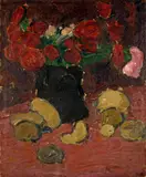 Hans Berger, Blumenstrauss und Früchte (recto) - Studie zu "Bildnis Gertrud Dübi-Müller" (verso)