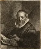 Der Prediger Jan Cornelius Sylvius - Jan Cornelis Sylvius by Rembrandt Harmensz van Rijn, 1633, Etching on laid paper with watermark "Foolscap with Five-Pointed Collar" (cf. Hinterding, variant K. c.), sold Sep 2024