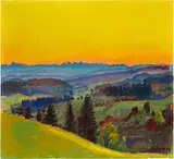 Cuno Amiet, Aussicht von der Lueg im Abendrot