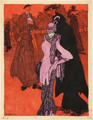 Lyonel Feininger, Jesuiten - Frau mit Jesuitenpriestern, 1908, Ink and watercolour