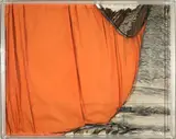 Christo, Valley Curtain (Project for Colorado), 1972, Pencil, wax crayon, orange nylon fabric and staples