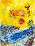 Marc Chagall, Repos sous le ciel jaune, circa 1982, Tempera and coloured ink on masonite