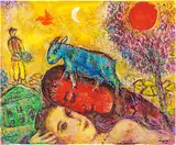 L'amoureux au profil rouge et l'âne bleu by Marc Chagall, *, sold Jun 2022