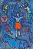 L'écuyère en jupe orange sur fond bleu by Marc Chagall, *, sold Jun 2022