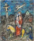 Marc Chagall, Fuite en Egypte et crucifixion, circa 1978, Tempera, gouache, Indian ink and coloured ink on masonite