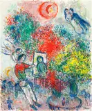 Marc Chagall, Le peintre aux bouquets, September 1984, Oil and tempera on canvas
