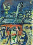 Marc Chagall, Le peintre au village, 1970-1975, Oil and Indian ink on canvas