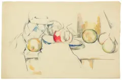 Paul Cézanne, Pot à gingembre avec fruits et nappe, Hammer price