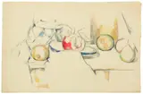 Paul Cézanne, Pot à gingembre avec fruits et nappe, Hammer price