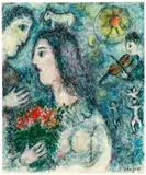 Marc Chagall, Profil au bouquet, 1981, Tempera and gouache on hardboard