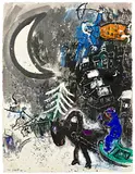 Marc Chagall, Le traineau au clair de lune, 1959, Gouache, Indian ink and graphite pencil