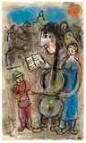 Marc Chagall, La lecture du violoncelliste au village, 1974, Indian ink, gouache and pastel