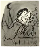 L'oiseau et les amoureux derrière la palissade by Marc Chagall, *, sold Sep 2021