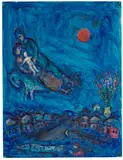 Marc Chagall, Envol nocturne dans le ciel bleu, 1981, Tempera, gouache, charcoal, pastel and coloured ink