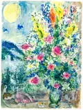 Marc Chagall, Bouquet au paysage d'hiver, Gstaad, January–February 1971, Gouache, pastel, coloured pencils and pencil
