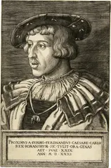 Barthel Beham, Portrait König Ferdinand I., 1531, Engraving