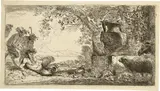 Pan bei einer grossen Amphore ruhend by Giovanni Benedetto Castiglione, Circa 1645, Etching, sold Sep 2021