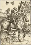 Lucas Cranach d.Ã., Adliges Paar zur Jagd ausreitend, 1506, Woodcut