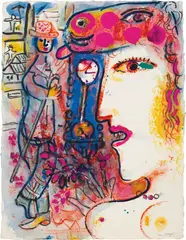 Le Profil by Marc Chagall, November 1959, Gouache, colour pencil, ink,, sold Sep 2020