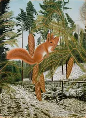 Adolf Dietrich, Eichhörnchen auf Tannenast im Winter, 1936, Hammer price