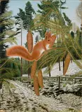 Adolf Dietrich, Eichhörnchen auf Tannenast im Winter, 1936, Hammer price