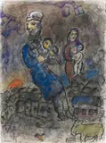 Violoniste et maternité au-dessus des toits by Marc Chagall, 1982, *, sold Jun 2019