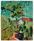 Posthaus Oschwand - Blick aus Amiets Sommergarten auf das Posthaus Oschwand by Cuno Amiet, 1915, Hammer price, sold Jun 2017