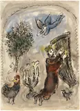 David à la harpe et le chandelier by Marc Chagall, 1979, Hammer price, sold Jun 2017