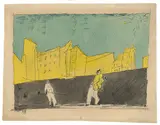 Häusergruppe mit zwei Personen by Lyonel Feininger, 1933, Hammer price, sold Jun 2017