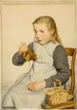 Albert Anker, Strickendes Mädchen