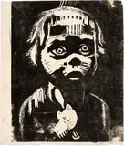 Käthe Kollwitz, Erwerbslos – Teildruck des Kinderkopfes, 1925
