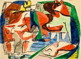Le Corbusier, Composition sur le thème de la pyrénéenne avec nu féminin passant la porte