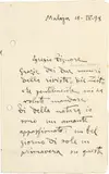Giovanni Segantini, Handschriftlicher Brief, mit Anrede, 1898