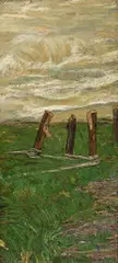 Giovanni Segantini, Frammento di paesaggio – Studio di un campo con paletti, 1887/1888