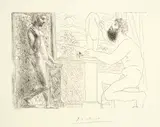 Sculpteur travaillant sur le motif avec Marie-Thérèse posant by Pablo Picasso, sold Jun 2022